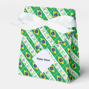 Brasil and Brazilian Flag Tiled with Your Name Favor Box