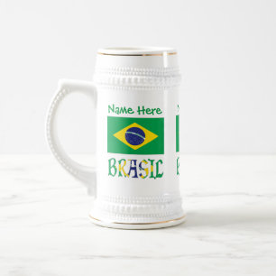 Brasil Bandera Brasil Personalized Name Beer Stein