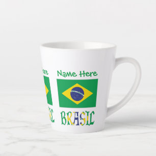 Brasil Bandera Brasil Personalized Name Latte Mug
