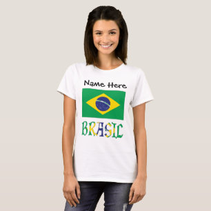 Brasil Bandera Brasil Personalized Name T-Shirt