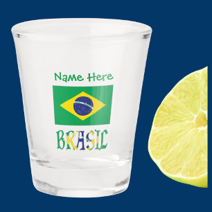 Brasil Bandera do Brasil Green Personalized Shot Glass