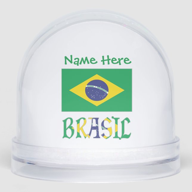 Brasil Bandiera Brazil Green Personalized  Snowglobe (Front)