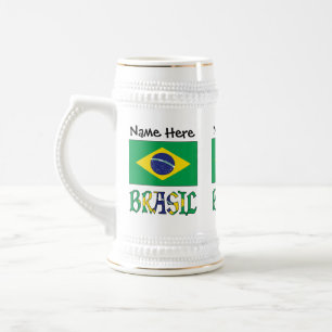 Brasil Bandiera Brazil Personalized Beer Stein
