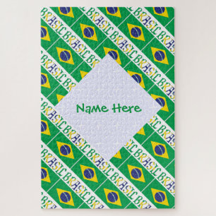 Brasil Bandiera Brazil Tiled Personalized Jigsaw Puzzle