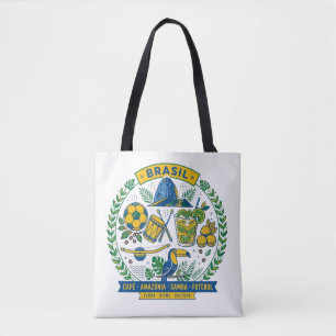 Brasil Culture Badge Cafe Samba Futebol Amazonia Tote Bag