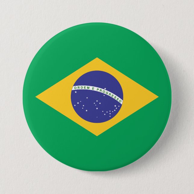 Brasil flag 3 inch round button (Front)