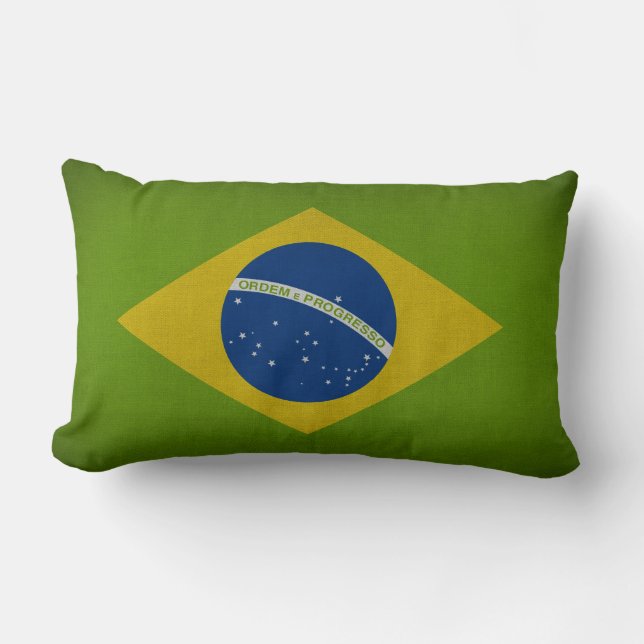 Brasil Flag Lumbar Pillow (Front)