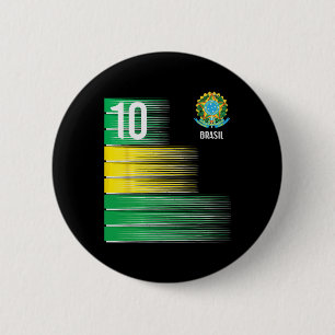 Brasil Flag Number 10 Brazil Soccer Men Women Boys 2 Inch Round Button