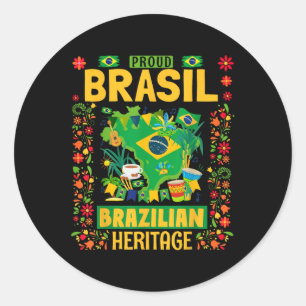 Brasil Flag Outfit Idea For Kids Brazil &amp; Braz Classic Round Sticker