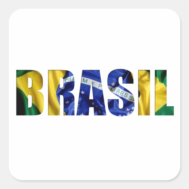 Brasil Flag Square Sticker (Front)