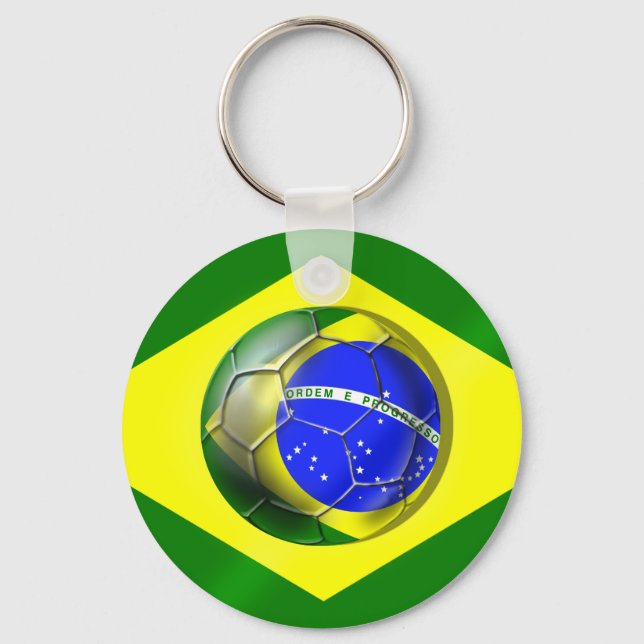 Brasil Futebol Bandeira soccer ball flag of Brazil Keychain (Front)