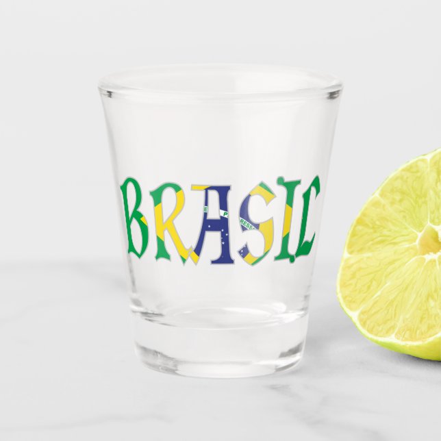 Brasil in Flag Colours Shot Glass (Front)