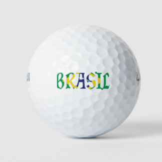 Brasil in Portuguese in Flag Colours Golf Balls