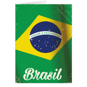 Brasil national flag vintage travel poster