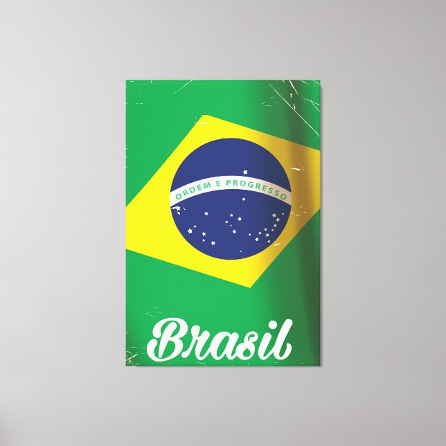 Brasil national flag vintage travel poster canvas print (Front)