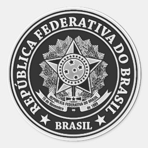 Brasil Round Emblem Classic Round Sticker