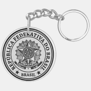 Brasil Round Emblem Keychain