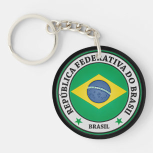 Brasil Round Emblem Keychain