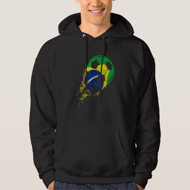 Brasil Soccer Brazil Brasilian Flag Pride Soccer P Hoodie (Front)