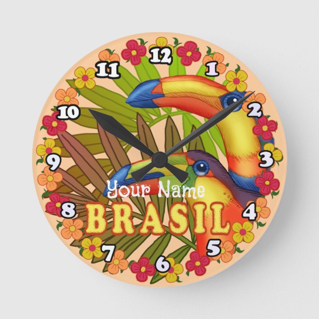 Brasil Toucans Round Clock (Front)