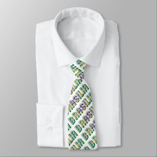 Brasilia Brasil Brazil Typography Flag Colours Tie