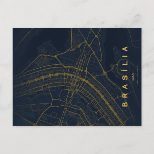 Brasilia Brazil Map Minimal Postcard