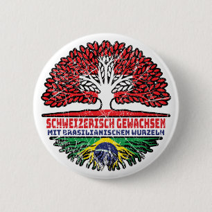 Brasilien Brasilianisch Schweizer Schweiz Baum 2 Inch Round Button