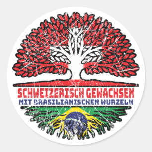 Brasilien Brasilianisch Schweizer Schweiz Baum Classic Round Sticker