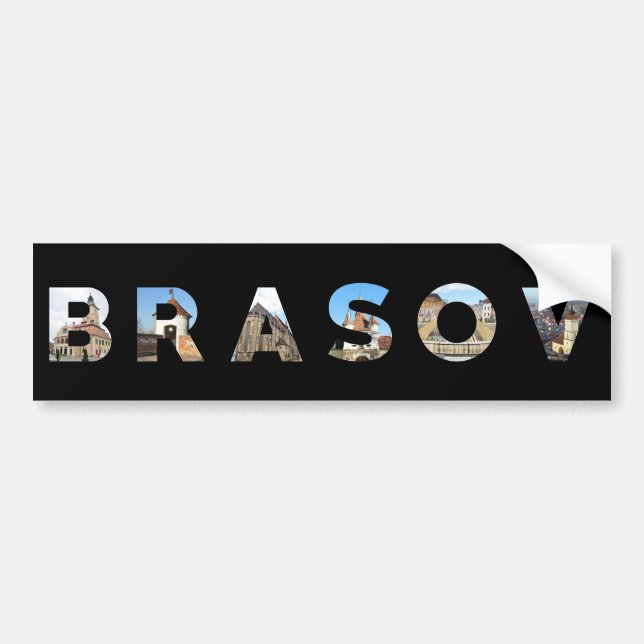 brasov city romania landmark inside name symbol bumper sticker (Front)