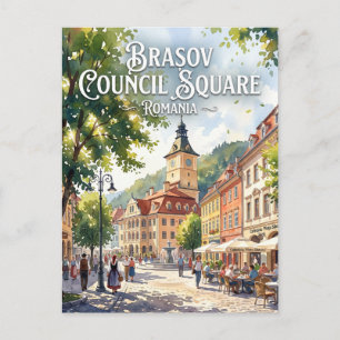Brașov Council Square Romania Postcard