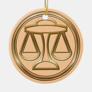 Brass and Copper Libra Ceramic Ornament