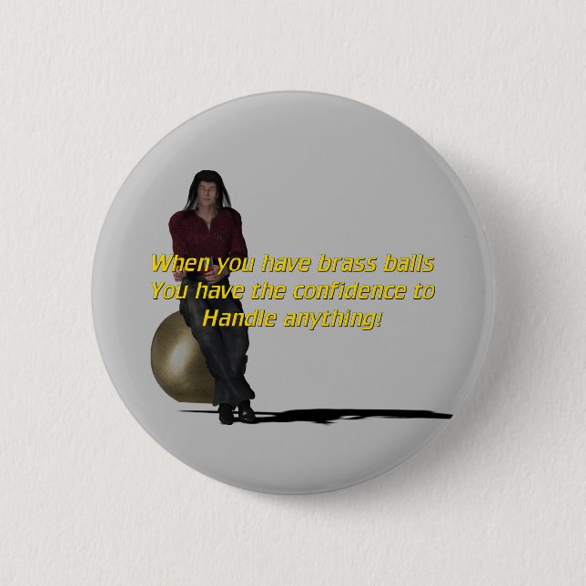 Brass Balls 2 Inch Round Button (Front)