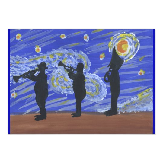 Brass Band Starry Night Card