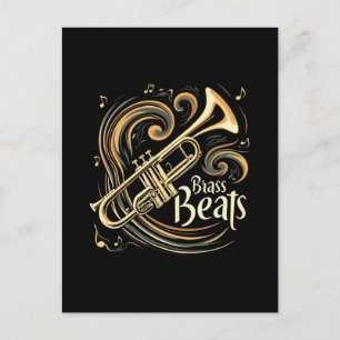 Brass Beats Trumpet Player Groove Holiday Postcard