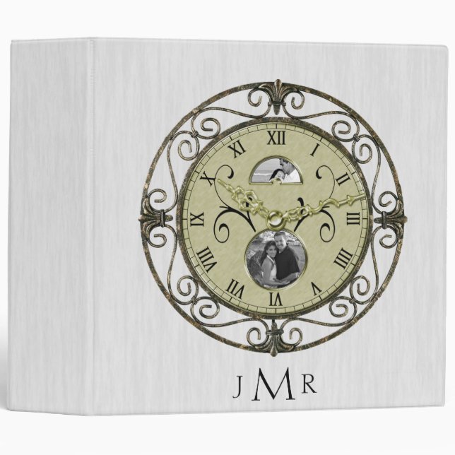 Brass Clock 1st Wedding Anniversary Binder (Front/Spine)