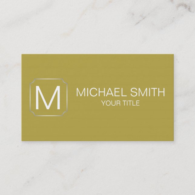 Brass colour background business card (Front)