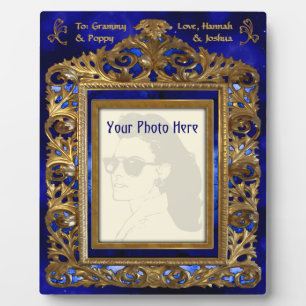 Brass Edwardian Frame on Blue - Personalized