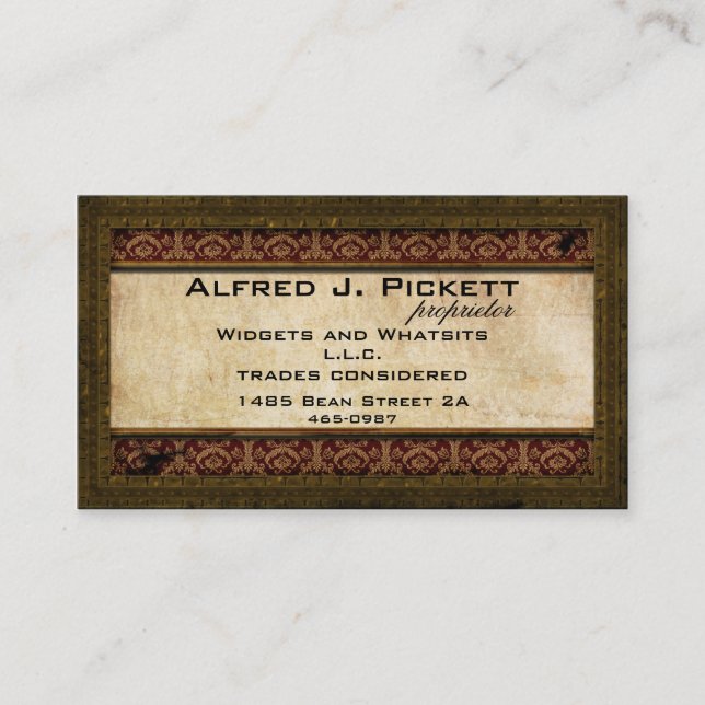 Brass Frame Steampunk Cogs Business Card (Front)
