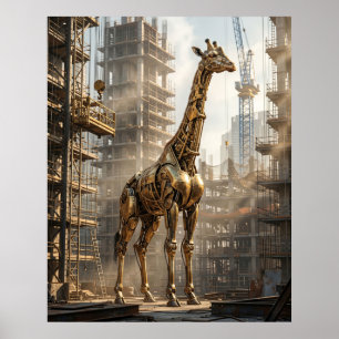 Brass Giraffe Rise Poster