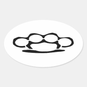 Brass Knuckles Oval Sticker