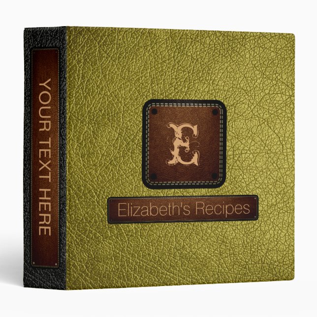 Brass Leather Elegant Monogram Binder (Front/Spine)
