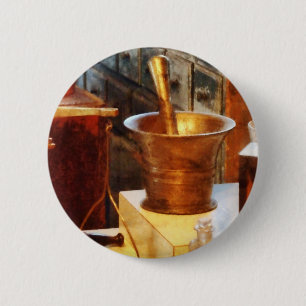 Brass Mortar And Pestle 2 Inch Round Button