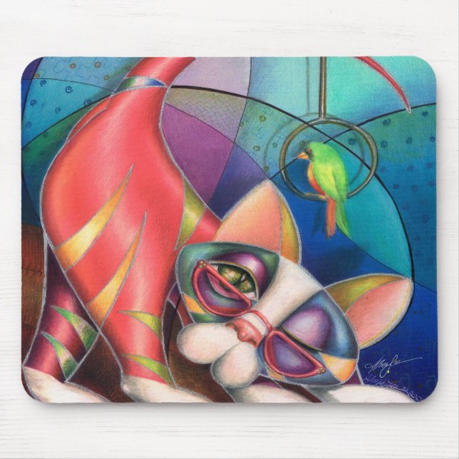 Brass Ring Kitty Mouse pad  by Alma Lee (Front)