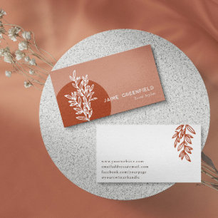 Brass & Rust Greenery Line Art Business Card