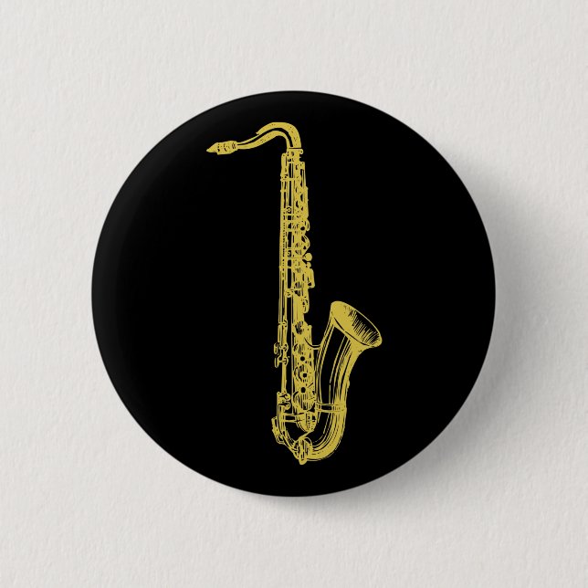 Brass Sax 2 Inch Round Button (Front)