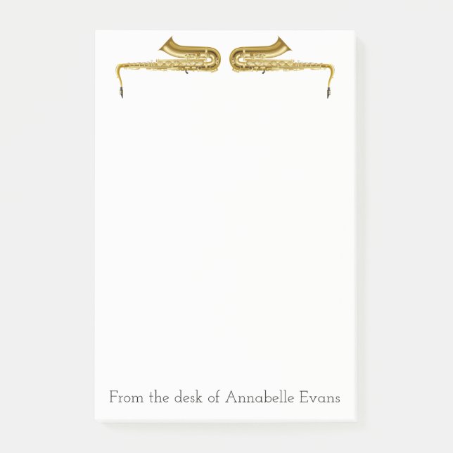 Brass Saxophones Personalize Post-it Notes (Front)