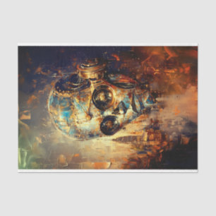 Brass Steampunk Robot Head, Gold DG3G Decoupage Tissue Paper