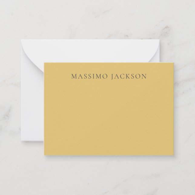 Brass Yellow Minimalist Plain Modern Aesthetic Card (Front)