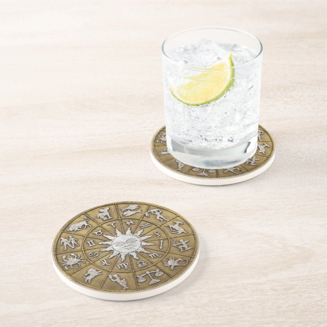 Brass Zodiac Wheel Coaster (Side)