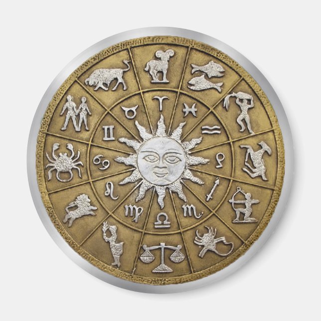 Brass Zodiac Wheel Magnet (Front)